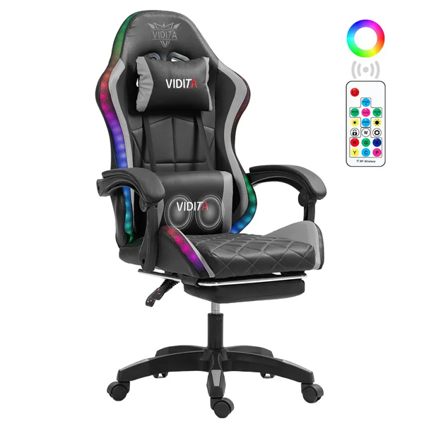 Silla Gamer RGB Reclinable / Masajeador / Reposapiés